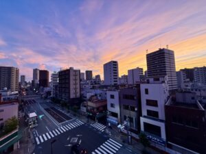 街の夕焼け