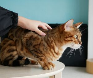 猫と飼い主の手